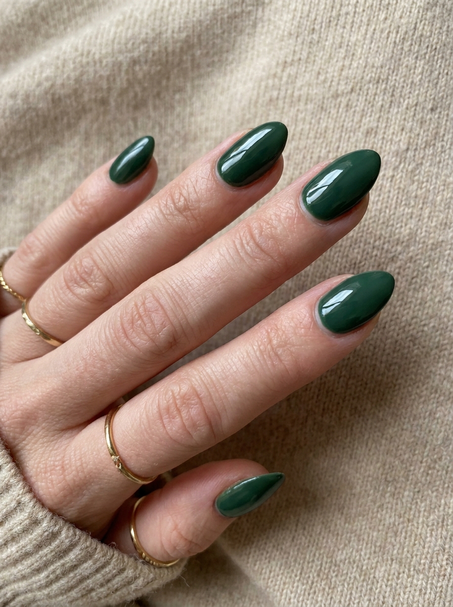 Forest Green Gloss Nails als Herbst Nägel Inspiration 2026